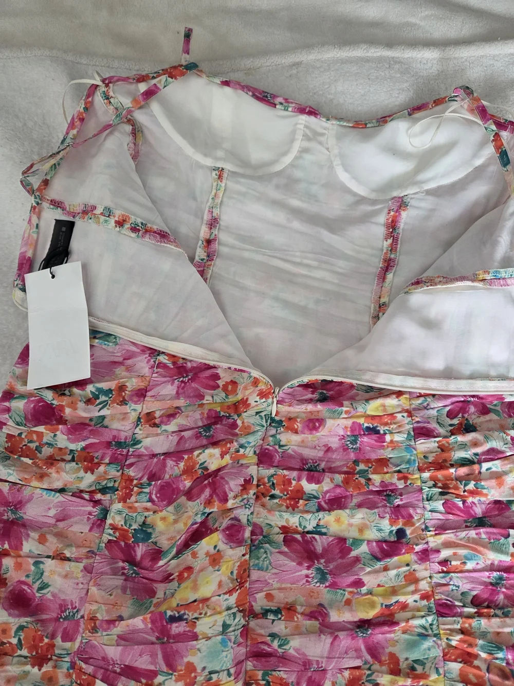 ZARA Floral Ruched Mini Dress - Picture 6 of 9